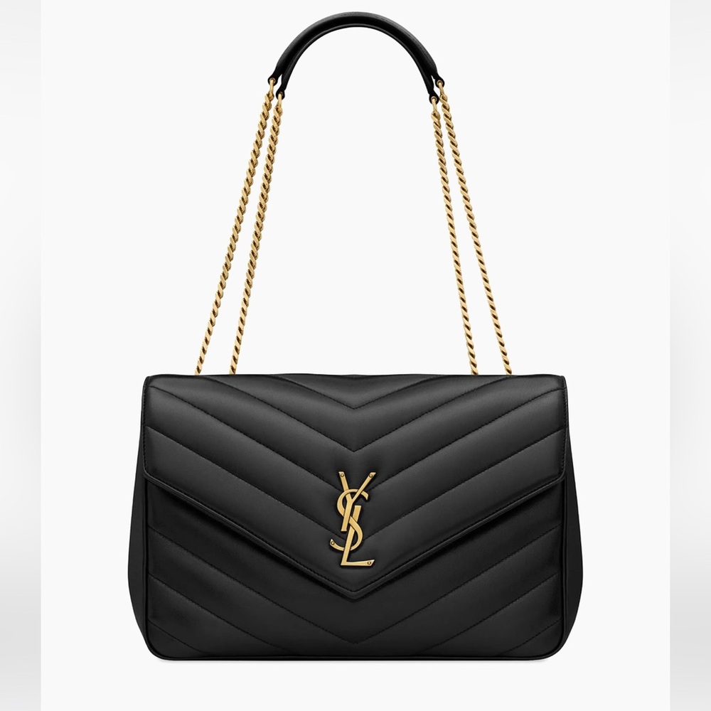 Large Yves Saint Laurent Black and Gold Quilted Shoulder Bag large - Picture 15 of 16